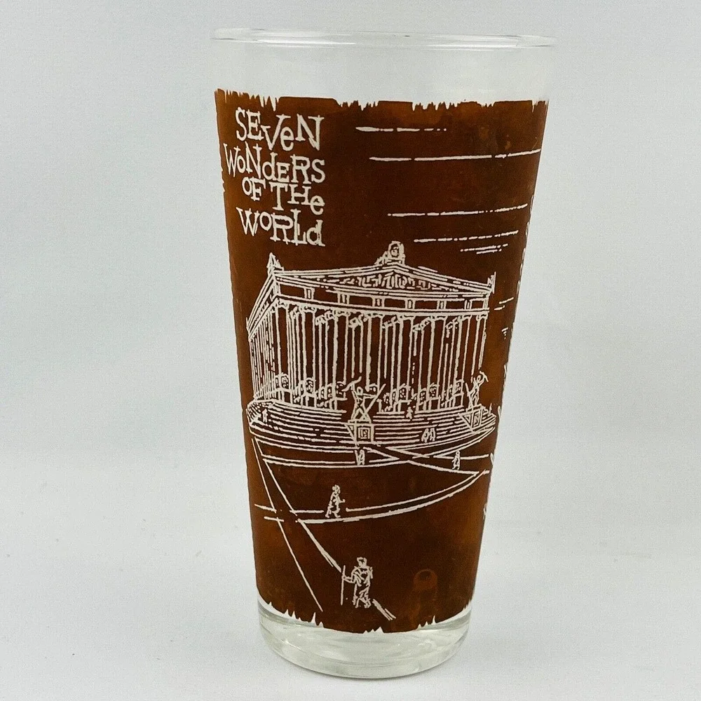 Vintage Seven Wonders Of The World Temple Of‎ Artemis Drinking Glass Tumbler